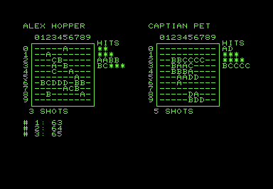 Screenshot of a game of Battleship. The computer is winning.