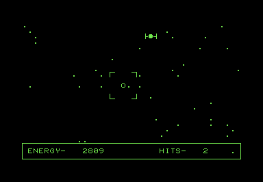 Screenshot of crosshairs over a starfield.