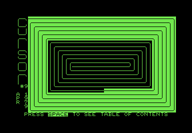Screenshot of a large spiral pattern composed of PETSCII characters.
