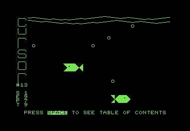 Screenshot of two PETSCII fish blowing bubbles.