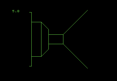 Screenshot of a first-person perspective of branching hallway drawn in PETSCII.