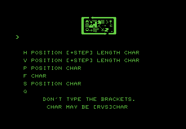 Screenshot of some rendered graphics characters that are not part of the standard PETSCII character set.