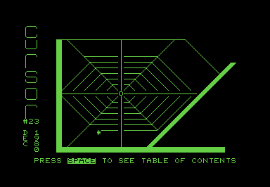 Screenshot of a PETSCII spiderweb. An asterisk character represents the spider.