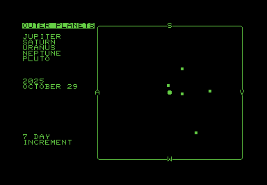 Screenshot of the locations of the outer planets dated October 29, 2025.