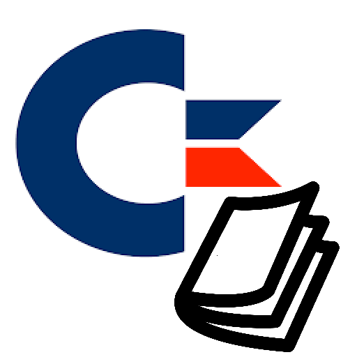 Logo of the Commodore 8-Bit Magazine Index, depicting a stylized document superimposed over the Commodore logo.