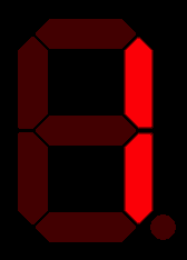 Seven-segment display of the digit '1'.