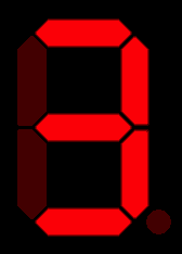 Seven-segment display of the digit '3'.