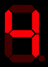 Seven-segment display of the digit '4'.