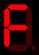Seven-segment display of the digit 'f'.