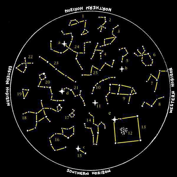 Constellation map of the winter night sky over the Covenant.
